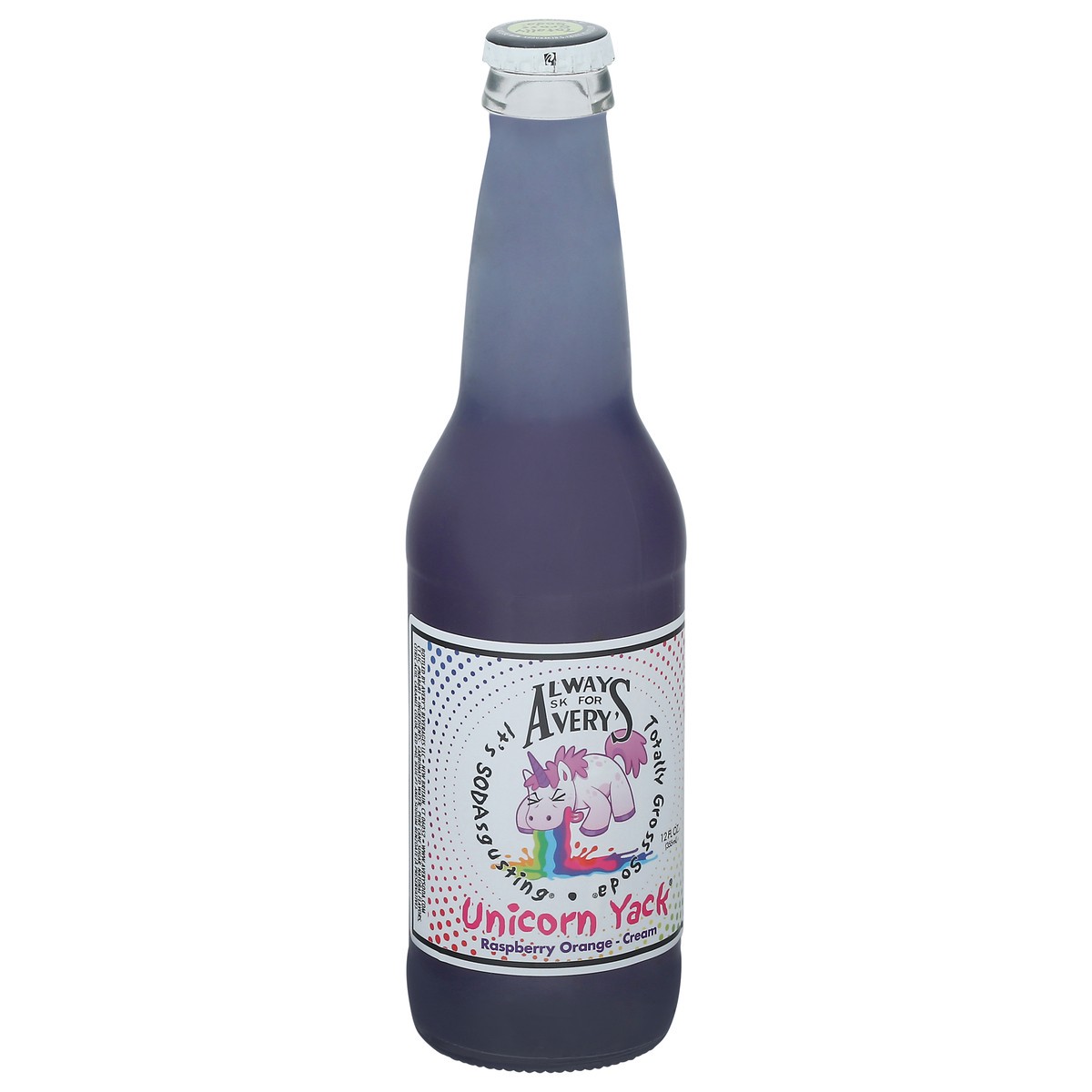 slide 3 of 9, Avery's Unicorn Yack Cream Soda, Raspberry Orange, 12 oz