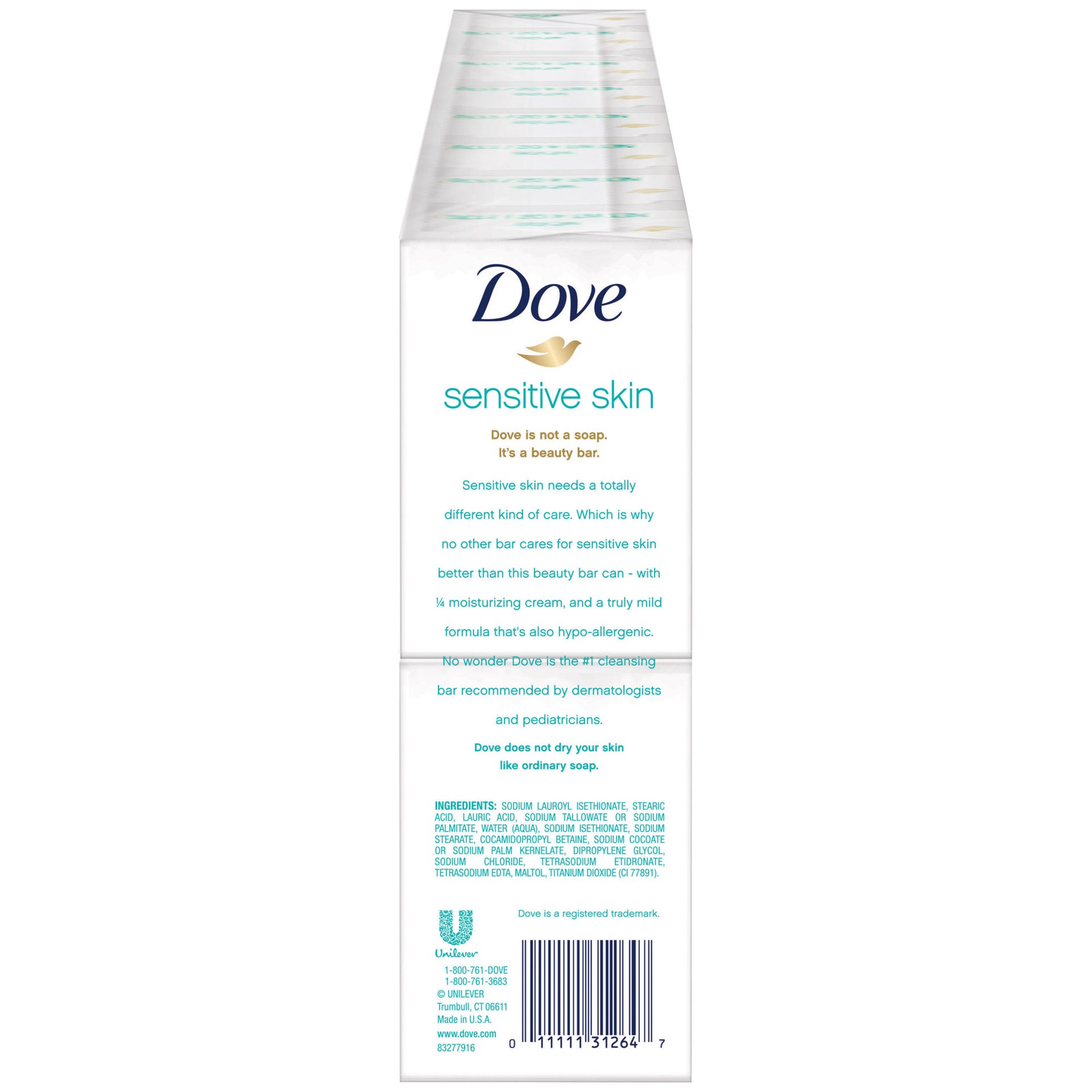 slide 4 of 5, Dove Moisturizing Beauty Bar Sensitive Skin, 3.75 oz, 16 Bars , 