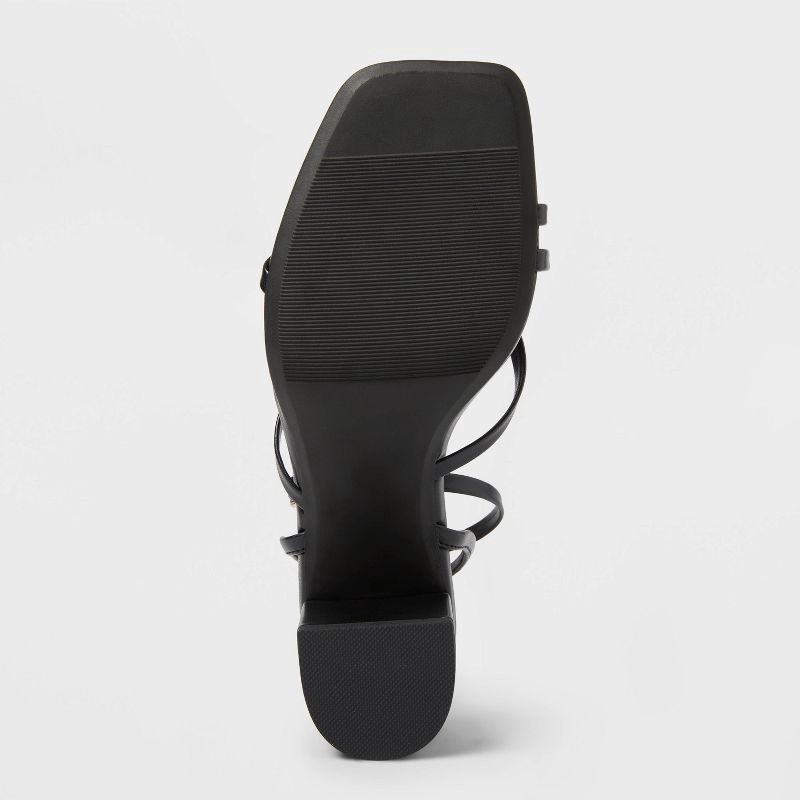 slide 4 of 4, Women's Phoebe Strappy Ball Ornament Heels - A New Day™ Black 10: Adjustable Buckle Strap, Block Heel, Open Square Toe, 1 ct