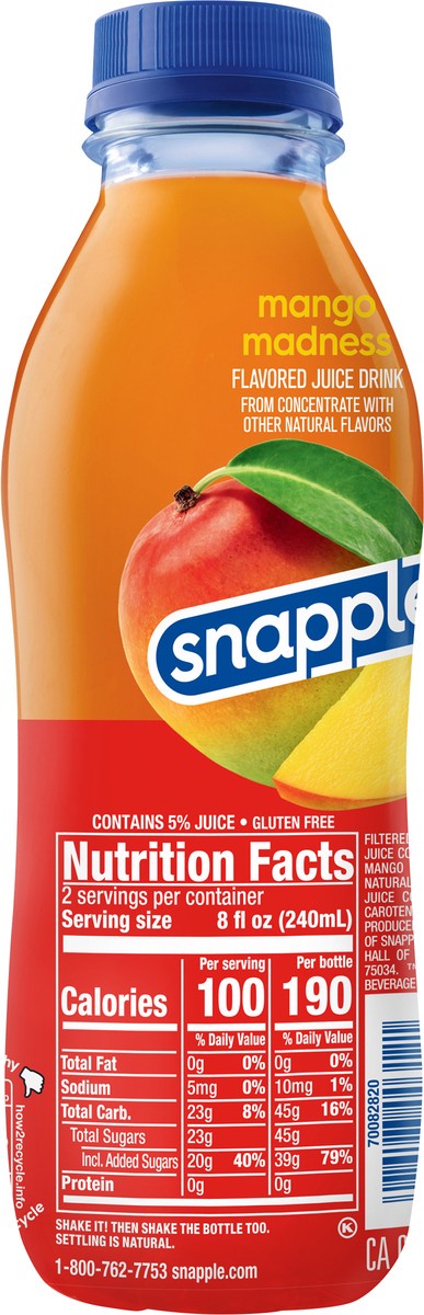 slide 3 of 12, Snapple Mango Madness, 16 fl oz recycled plastic bottle, 16 fl oz