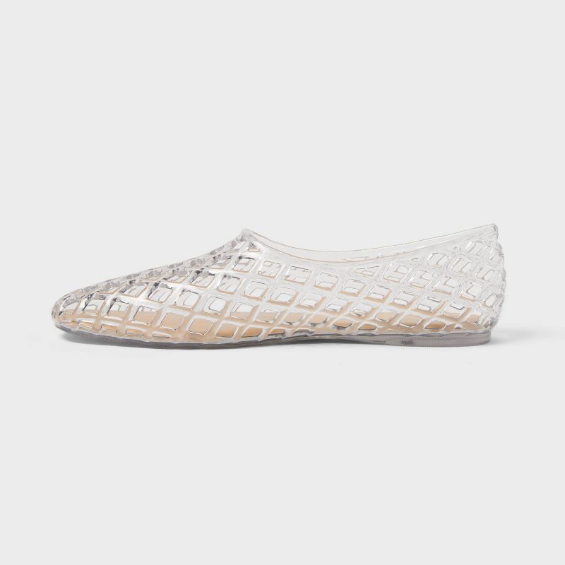 slide 2 of 4, Women's Yuri Jelly Flats - A New Day™ Clear 8.5: Slip-On, Pointed Toe, Textured Outsole, Medium Width, Solid Pattern, 1 ct