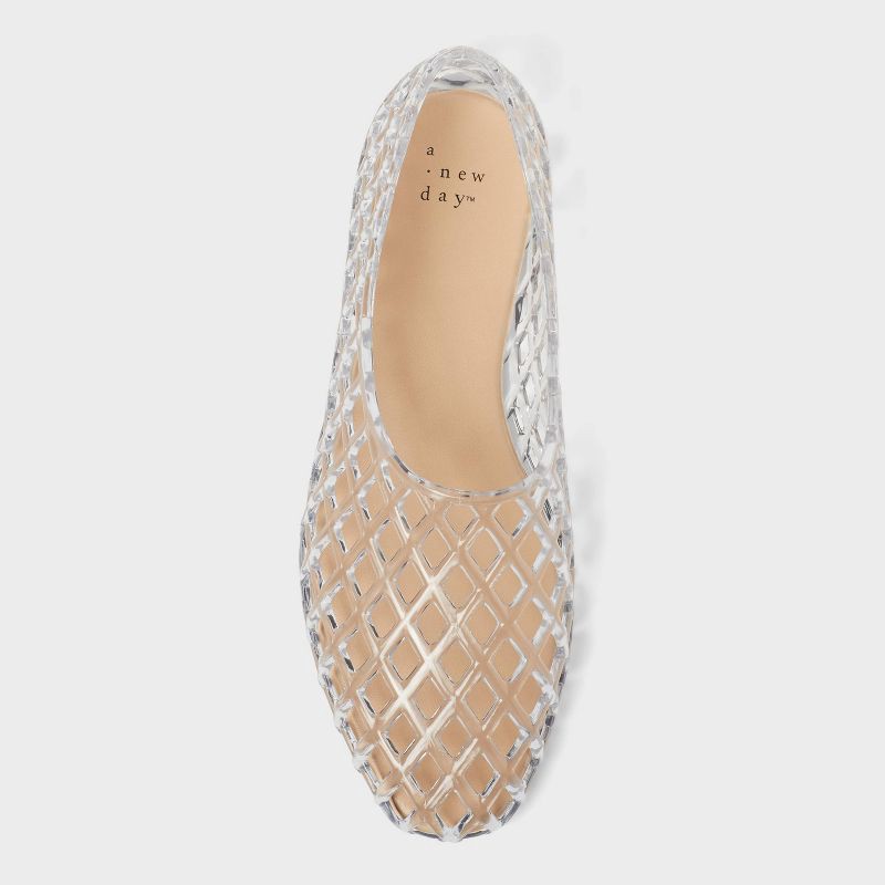 slide 3 of 4, Women's Yuri Jelly Flats - A New Day™ Clear 8.5: Slip-On, Pointed Toe, Textured Outsole, Medium Width, Solid Pattern, 1 ct
