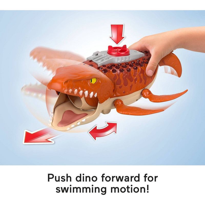 slide 3 of 6, Fisher-Price Imaginext Jurassic World Rebirth Aqua Chomp Chase Mosasaurus Dinosaur Toy Playset, 1 ct