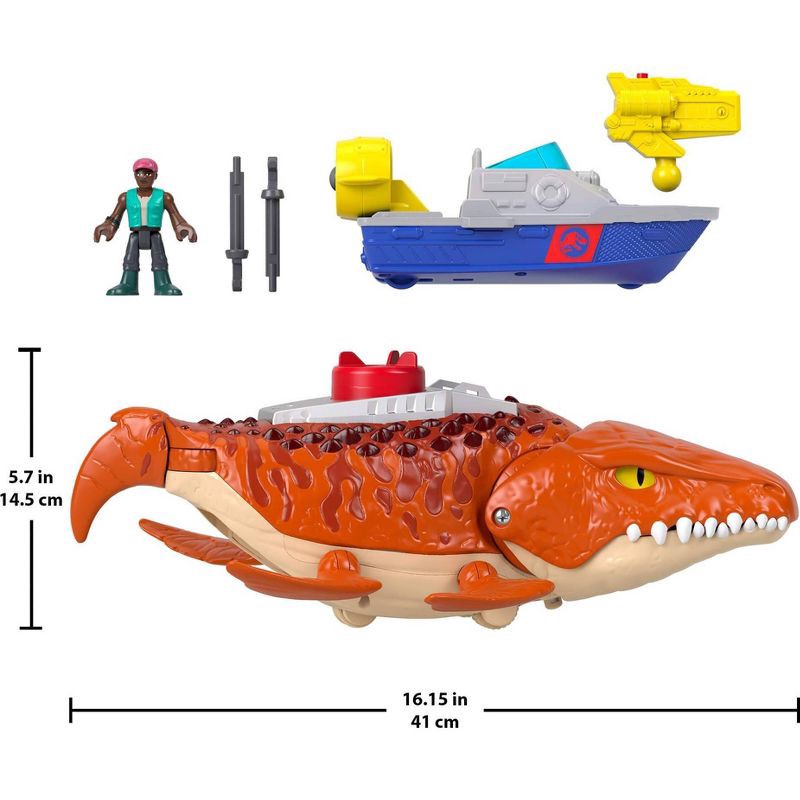 slide 5 of 6, Fisher-Price Imaginext Jurassic World Rebirth Aqua Chomp Chase Mosasaurus Dinosaur Toy Playset, 1 ct