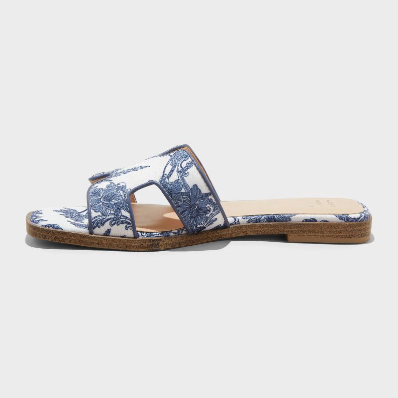 slide 2 of 4, Women's Nina Slide Sandals - A New Day™ Navy Blue 8: Slip-On, Open Toe, Textured Outsole, 1 ct