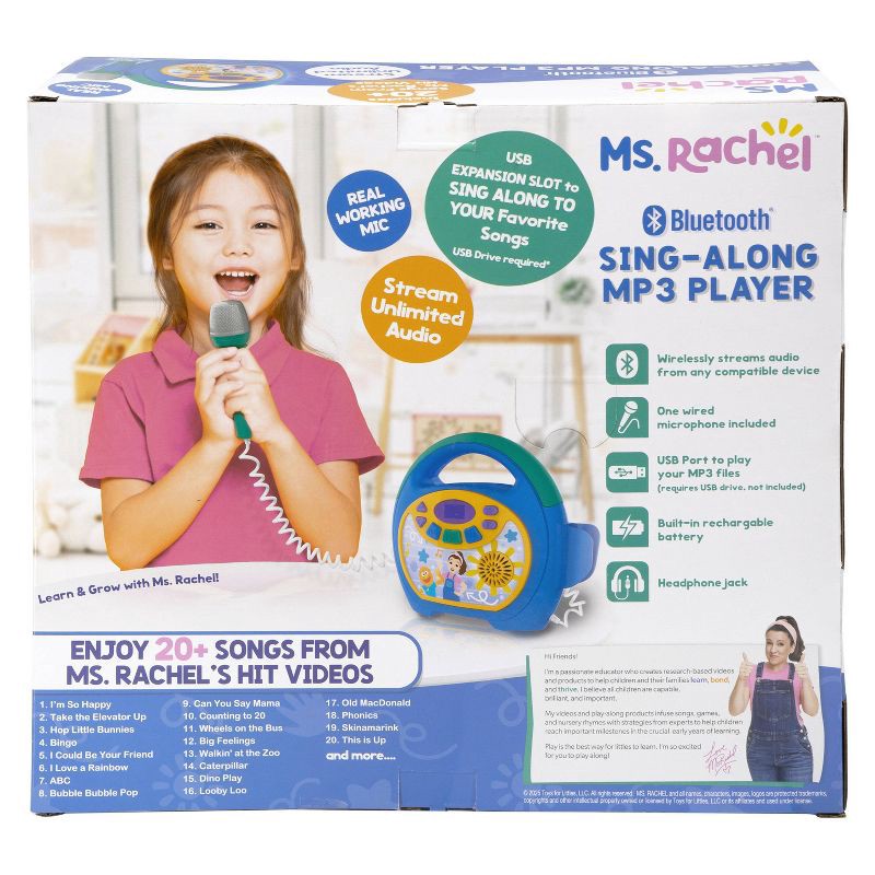 slide 6 of 8, Ms. Rachel Bluetooth Sing-Along MP3 Player: Educational Music Toy, Creativity Development, Kid's Plastic Music Player, 1 ct