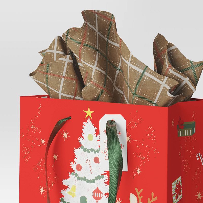 slide 2 of 3, 30ct Christmas Tissue Paper Brown Plaid/Red/White - Wondershop™, 30 ct