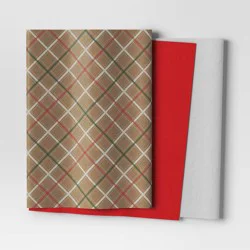 30ct Christmas Tissue Paper Brown Plaid/Red/White - Wondershop™