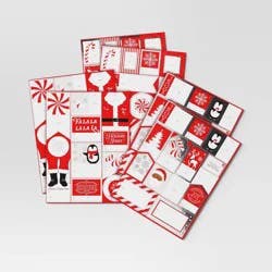 70ct Christmas Candy Cane Wishes Peel and Stick Gift Tags Red/Black/White/Silver - Wondershop™