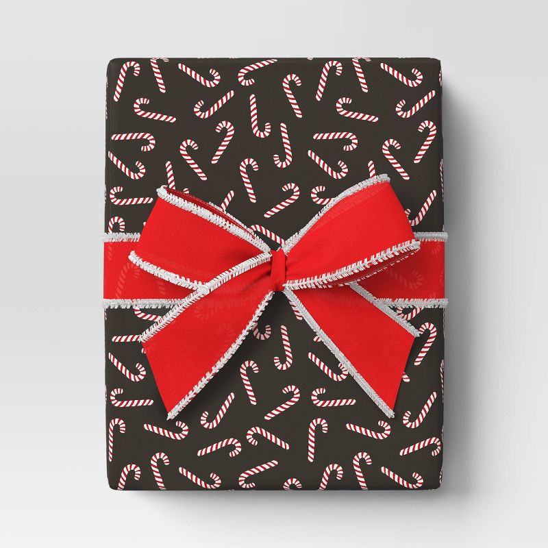 slide 2 of 3, 15' Christmas Candy Cane Wishes Premium Ribbon Red with White Trim - Wondershop™, 1 ct