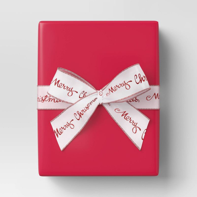 slide 2 of 3, 20' Christmas Premium Ribbon Merry Christmas Red/White - Wondershop™, 1 ct