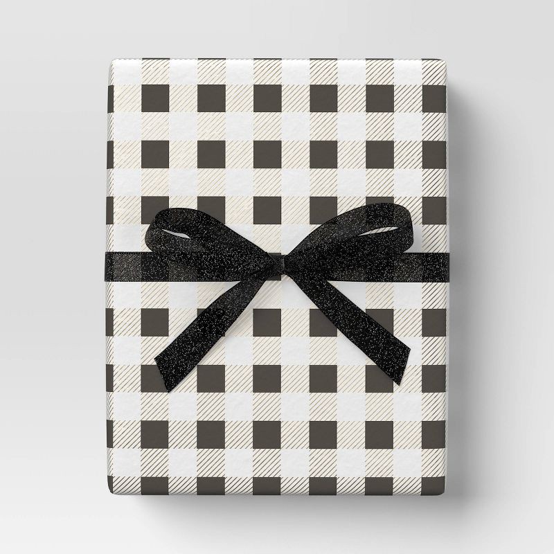 slide 2 of 3, 18' Christmas Premium Ribbon Black with Silver Sparkle - Wondershop™, 1 ct