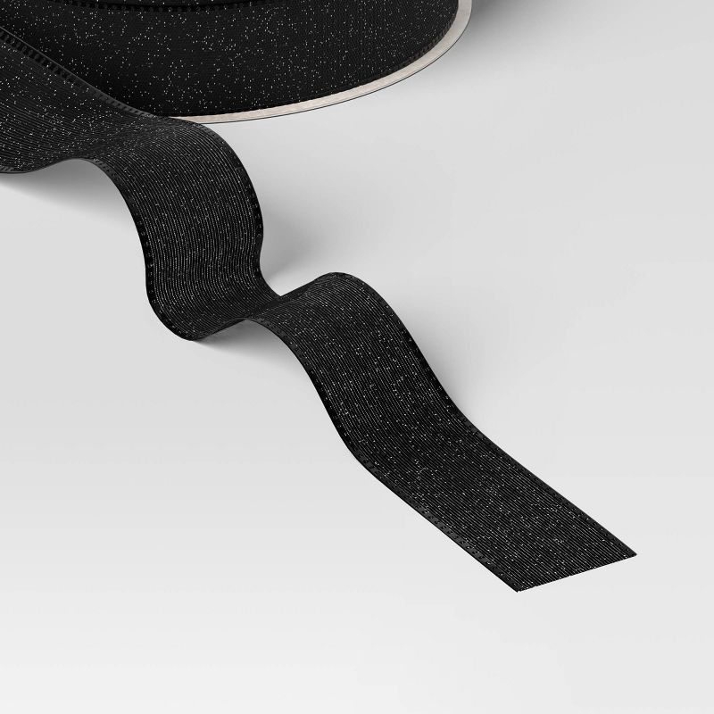 slide 3 of 3, 18' Christmas Premium Ribbon Black with Silver Sparkle - Wondershop™, 1 ct