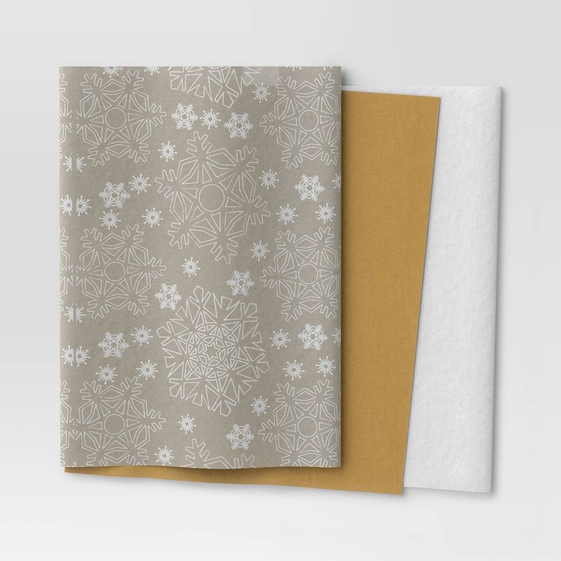 slide 1 of 3, 30ct Christmas Tissue Paper Gray/Gold/White - Wondershop™, 30 ct