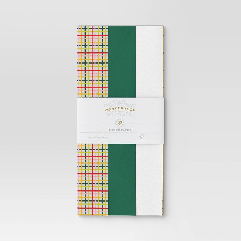 slide 3 of 3, 30ct Christmas Tissue Paper Green/Multi/White - Wondershop™, 30 ct