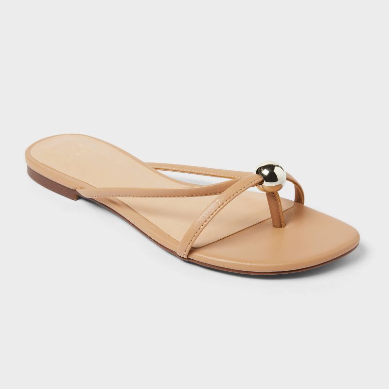 slide 1 of 4, Women's Bri Ankle Strap Sandals - A New Day™ Tan 10: Faux Leather, Open Toe, Cushioned Insole, 1 ct