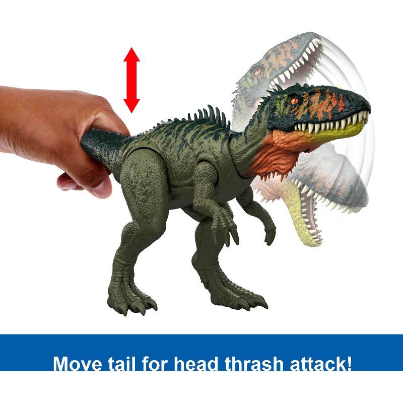 slide 3 of 6, Jurassic World Rebirth Gigantic Thrashers Tyrannotitian Dinosaur Figure Toy, Tail Activated Attack, 1 ct