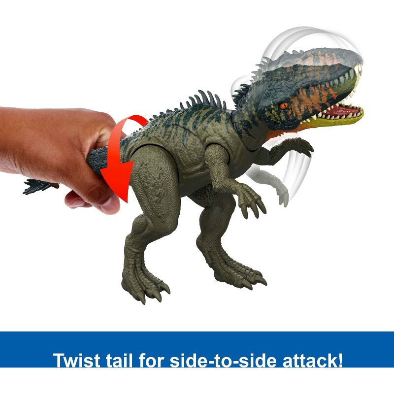 slide 4 of 6, Jurassic World Rebirth Gigantic Thrashers Tyrannotitian Dinosaur Figure Toy, Tail Activated Attack, 1 ct