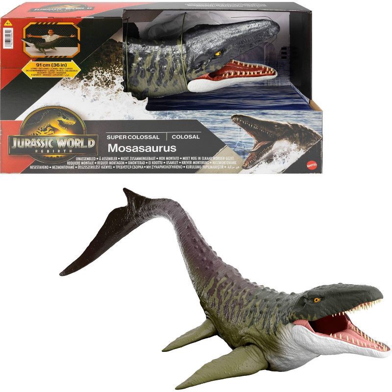 slide 1 of 6, Jurassic World Rebirth Super Colossal Mosasaurus Action Figure, Dinosaur Toy, 1 ct