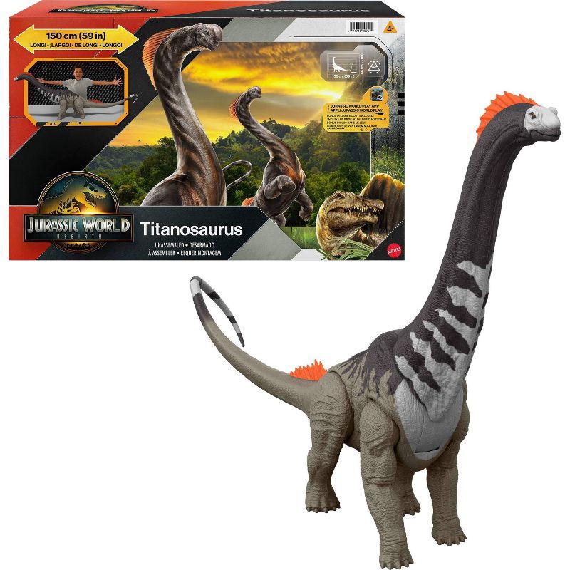 slide 1 of 6, Jurassic World Rebirth Super Colossal Titanosaurus Dinosaur, 53 Inch Long Movie-Accurate Herbivore, 1 ct