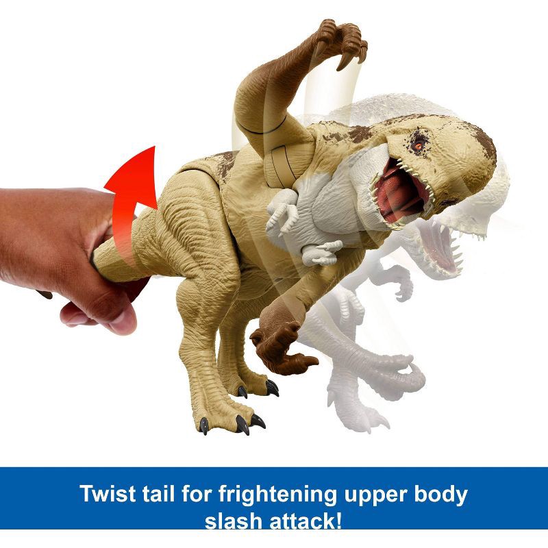 slide 3 of 6, Jurassic World Rebirth Villain Dino Action Figure, 22" Rumble N Rampage Dinosaur Toy, 2 Attacks, 1 ct