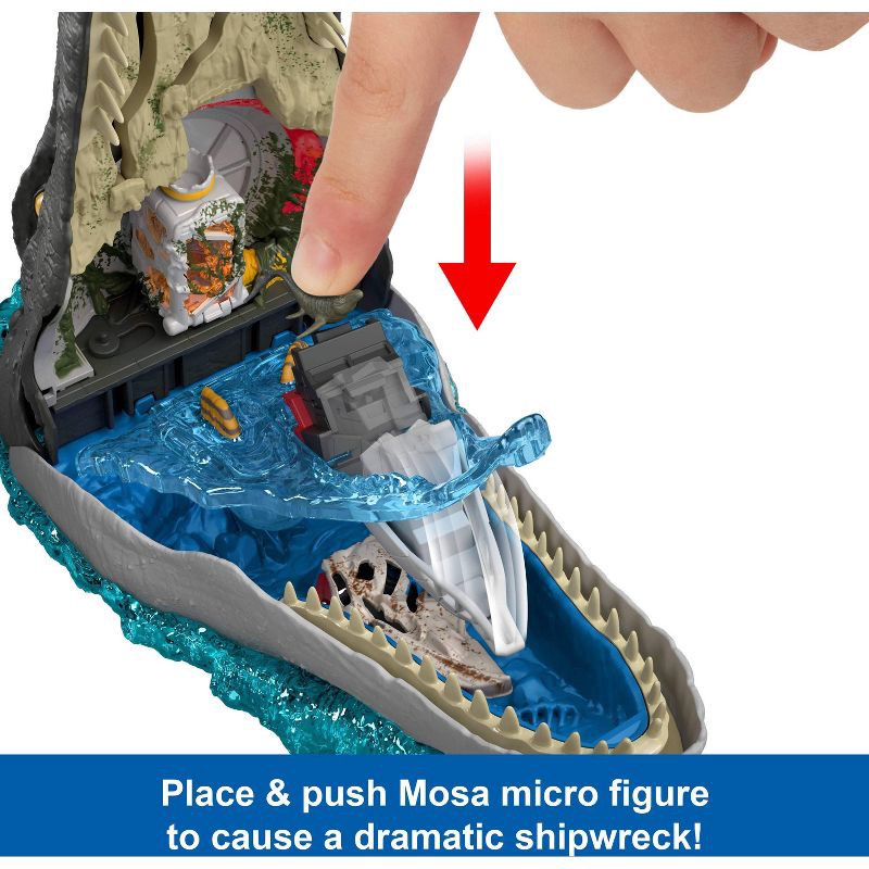 slide 4 of 6, Jurassic World Rebirth Deluxe Mosasaurus Playset, 7 Interactive Features & Sound FX, 6 Micro Figures, 1 ct