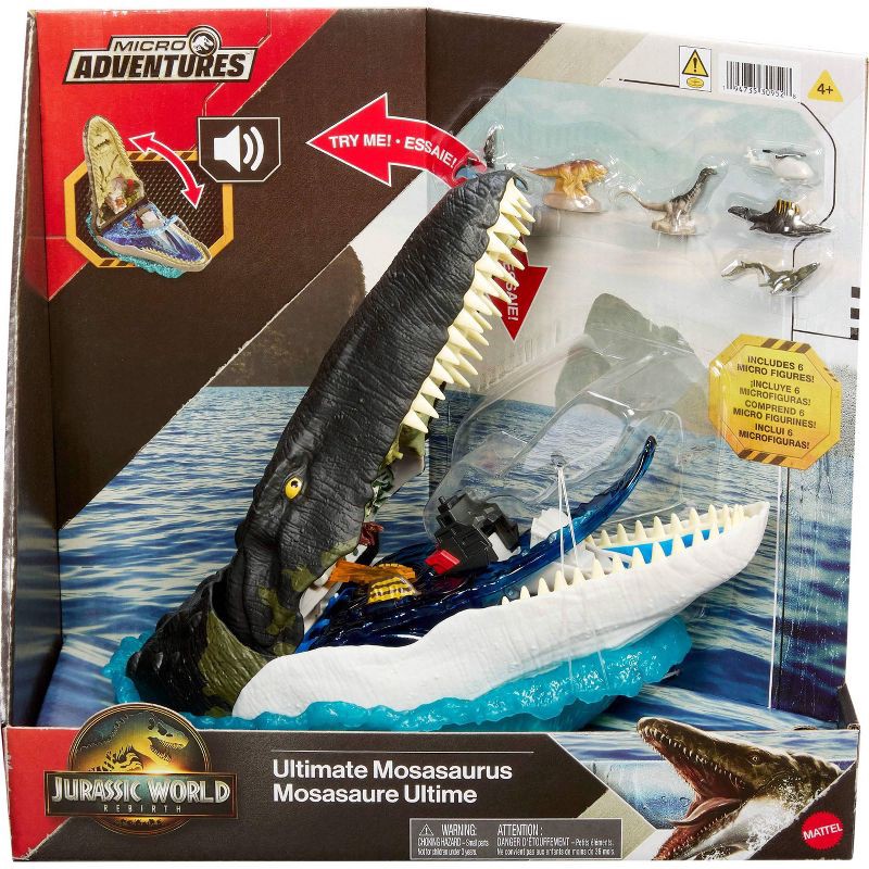 slide 6 of 6, Jurassic World Rebirth Deluxe Mosasaurus Playset, 7 Interactive Features & Sound FX, 6 Micro Figures, 1 ct