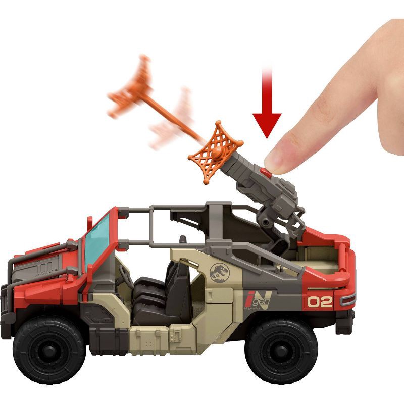 slide 5 of 6, Jurassic World Rebirth Launch ‘N Battle Vehicle with 1 Human & 1 Raptor Figure, Turret & Projectiles, 1 ct