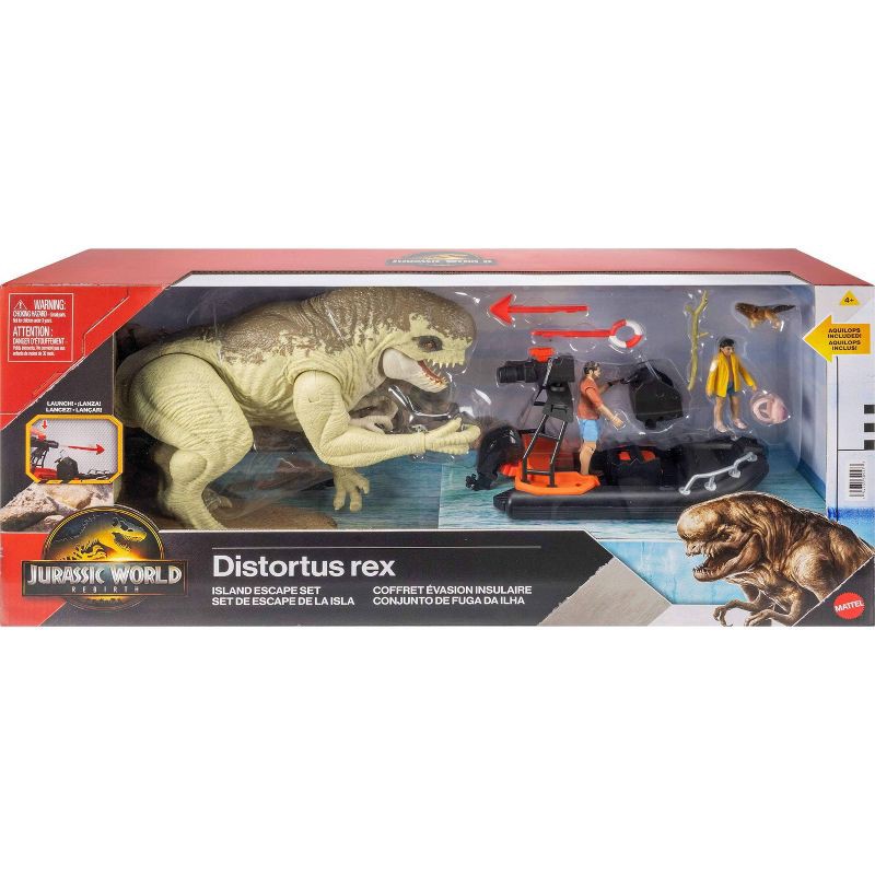 slide 8 of 8, Jurassic World Rebirth Storypack with Raft, Villain Dino1, Adult, Child & Aquilops, Island Escape, 1 ct