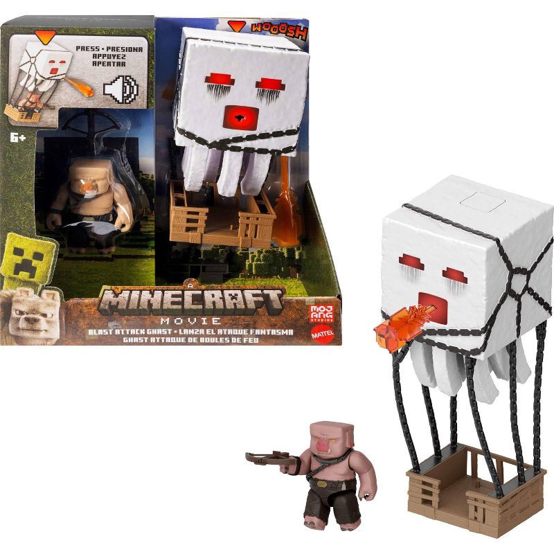 slide 1 of 6, Minecraft Blast Attack Ghast Action Figure Set with Sounds & More Inspired by the Movie, 1 ct