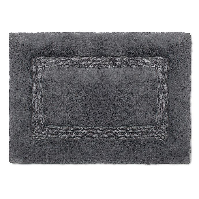 slide 1 of 1, Wamsutta Luxury Border Plush MicroCotton Bath Rug - Slate Grey, 17 in x 24 in