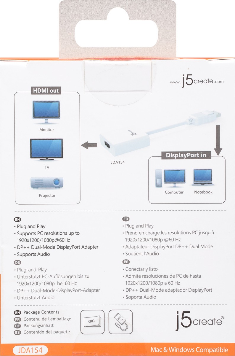 slide 5 of 9, j5create Display Port HDMI Adapter 1 ea, 1 ct