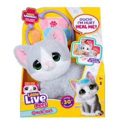 Little Live Pets Ouchies Single Kitten: Interactive Toy with Realistic Sounds and Touch Response, Plastic & Fabric Material