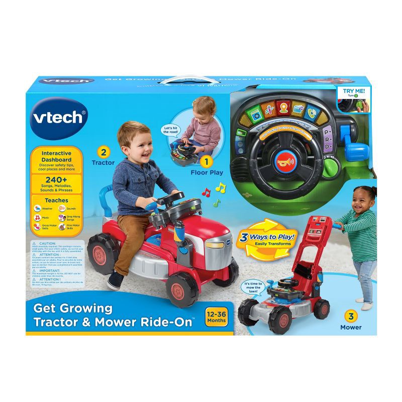 slide 10 of 10, VTech Get Growing Tractor & Mower Ride-On, 1 ct