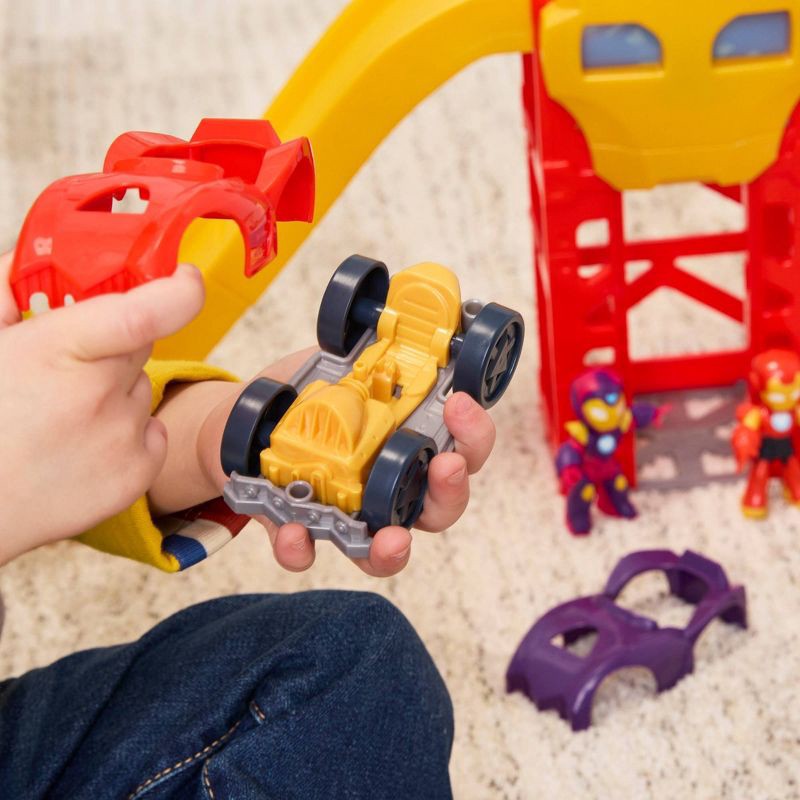 slide 4 of 8, IRONMAN Marvel Iron Man and his Awesome Friends Iron Garage, Christmas Gifts for Kids, 1 ct