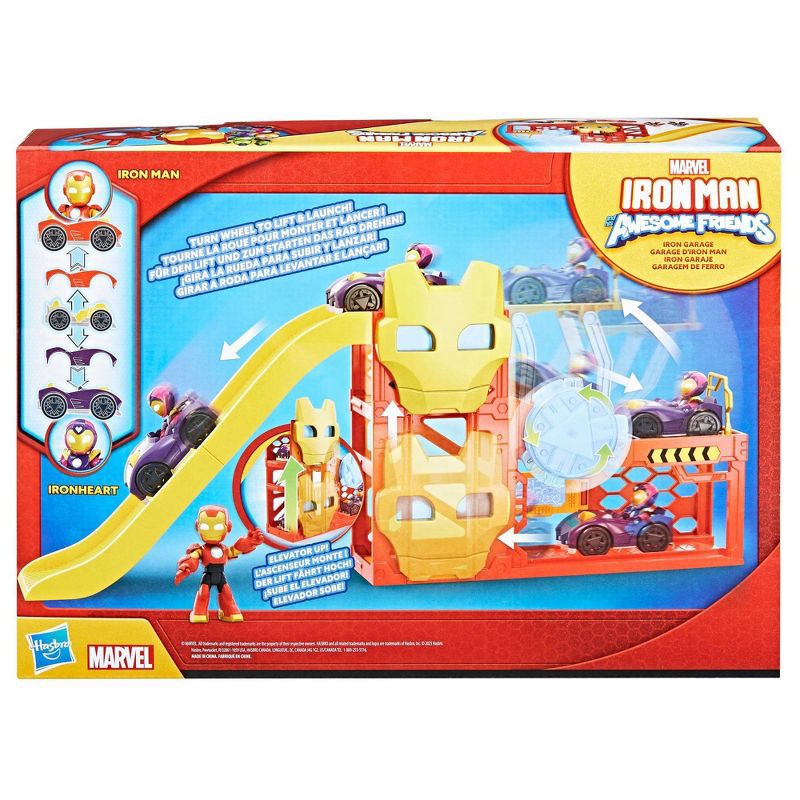 slide 8 of 8, IRONMAN Marvel Iron Man and his Awesome Friends Iron Garage, Christmas Gifts for Kids, 1 ct