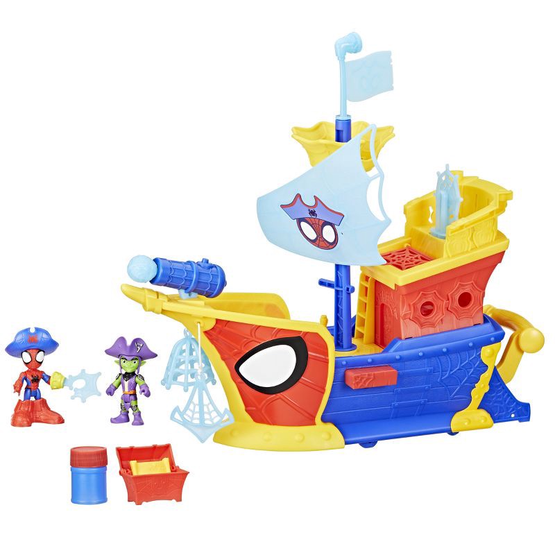 slide 2 of 9, Marvel Spidey and his Amazing Friends Water-Webs Webs Ahoy Bubble Pirate Ship Toy, Christmas Gifts for Kids, 1 ct