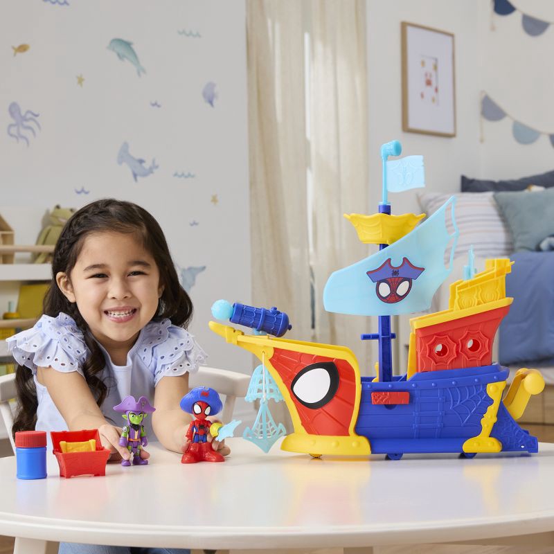 slide 8 of 9, Marvel Spidey and his Amazing Friends Water-Webs Webs Ahoy Bubble Pirate Ship Toy, Christmas Gifts for Kids, 1 ct