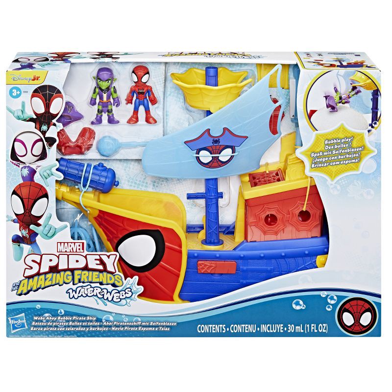slide 9 of 9, Marvel Spidey and his Amazing Friends Water-Webs Webs Ahoy Bubble Pirate Ship Toy, Christmas Gifts for Kids, 1 ct
