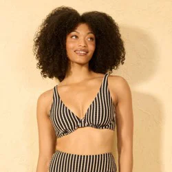 Women's Striped Ribbed Demi Underwire Bikini Top - Shade & Shore™ Multi 36D