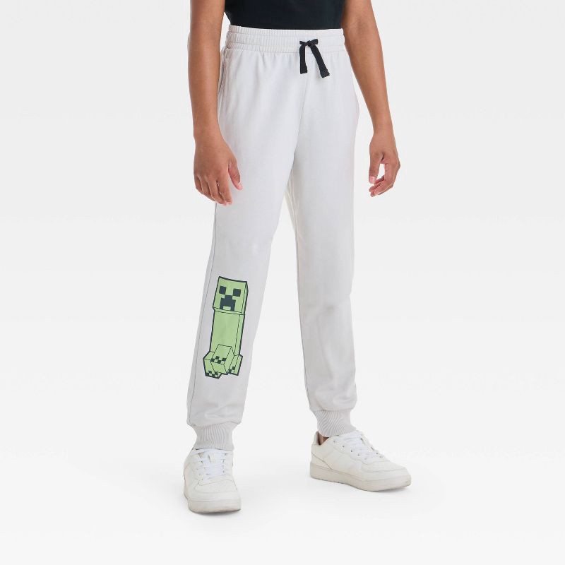 slide 1 of 4, Boys' Minecraft Jogger Pants - Light Beige L, 1 ct