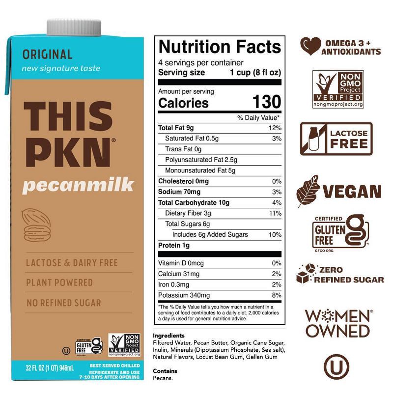 slide 6 of 8, PKN Dairy-Free Pecan Milk - 32 fl oz, 32 fl oz