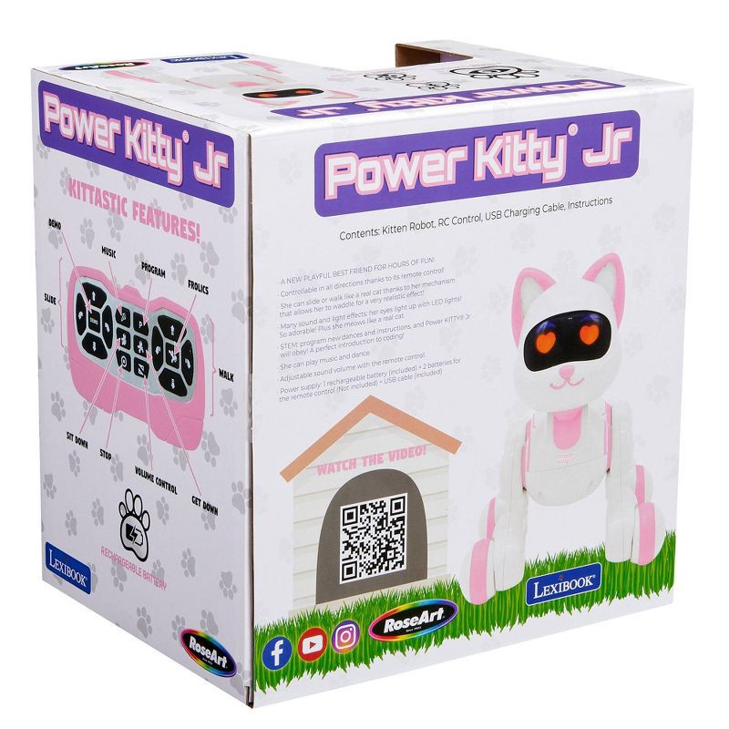 slide 11 of 11, Robo-Tech RoseArt Power Kitty Jr Interactive Robot Cat Toy with RC Controller – Lights, Music & STEM Learning – Ages 4+, 1 ct