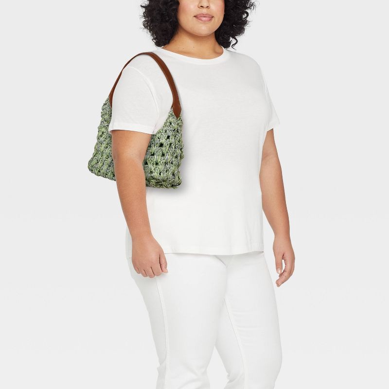 slide 2 of 5, Soft Shoulder Crochet Bag - A New Day™ Green/Silver, 1 ct