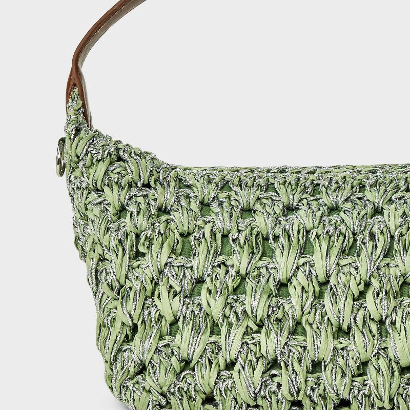 slide 5 of 5, Soft Shoulder Crochet Bag - A New Day™ Green/Silver, 1 ct