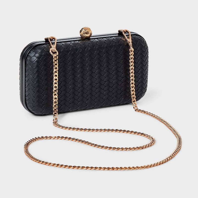 slide 3 of 5, Woven Minaudiere Clutch Crossbody Bag - A New Day™ Black, 1 ct