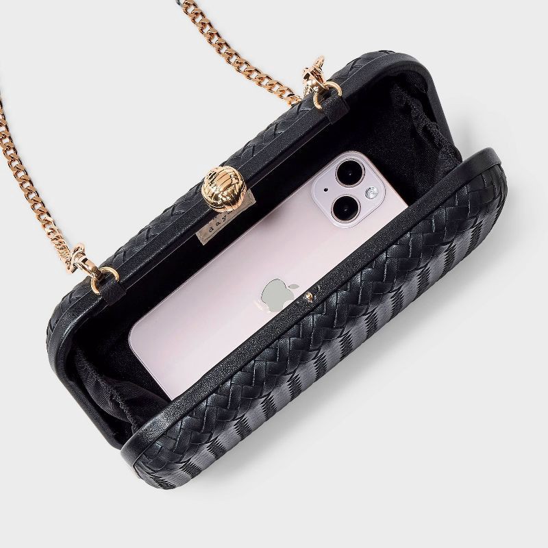 slide 4 of 5, Woven Minaudiere Clutch Crossbody Bag - A New Day™ Black, 1 ct