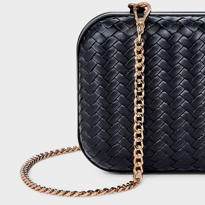 slide 5 of 5, Woven Minaudiere Clutch Crossbody Bag - A New Day™ Black, 1 ct