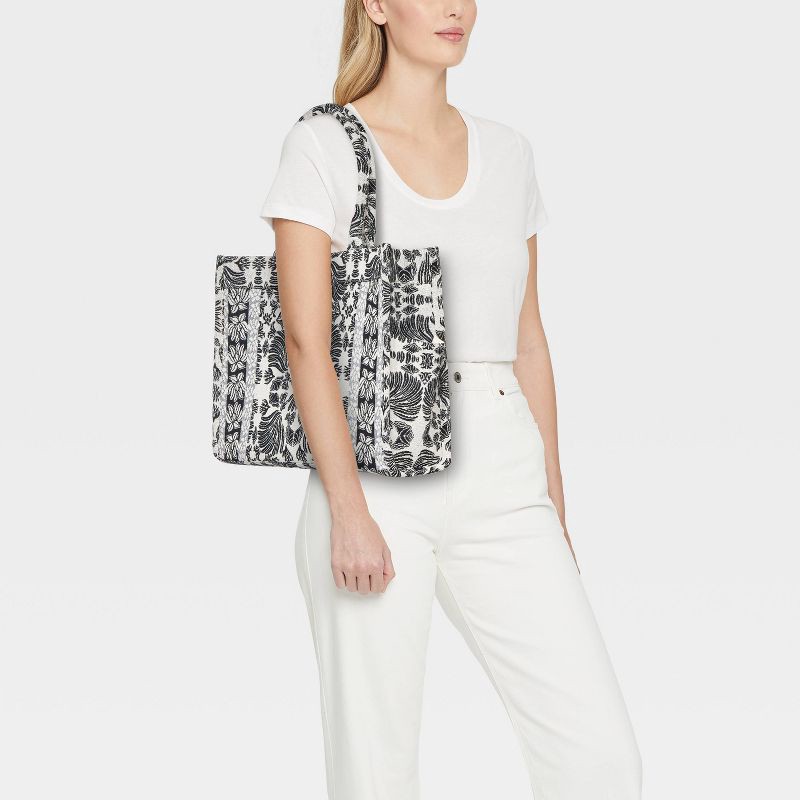 slide 2 of 5, Jacquard Boxy Tote Handbag - A New Day™ Black/White, 1 ct