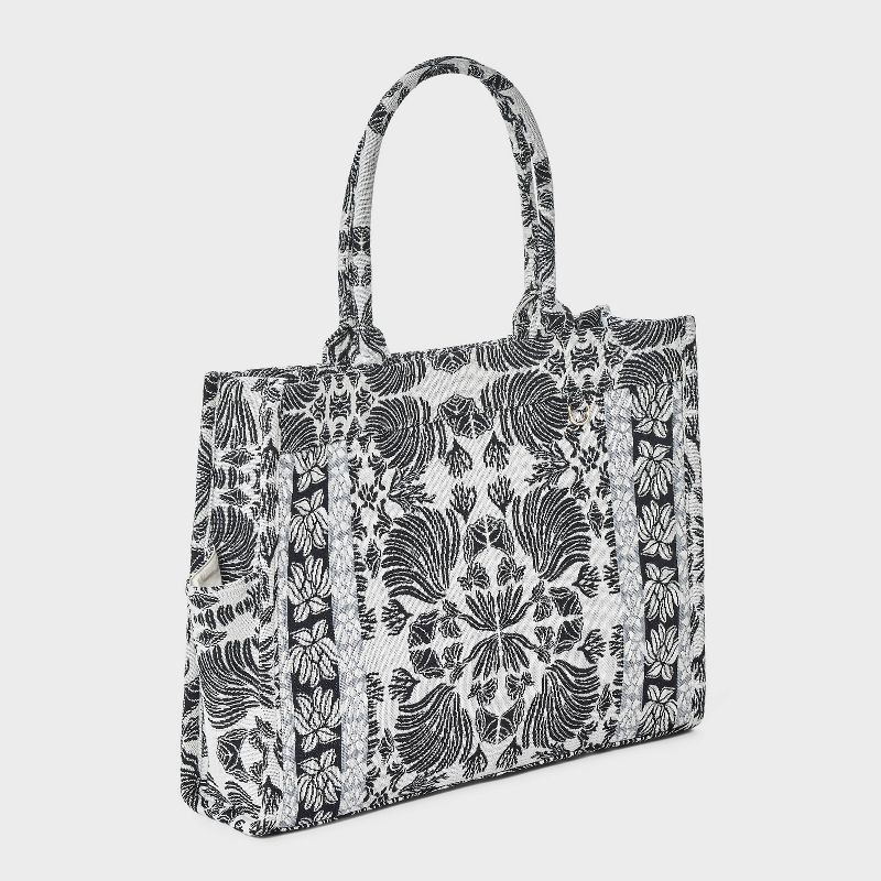 slide 3 of 5, Jacquard Boxy Tote Handbag - A New Day™ Black/White, 1 ct